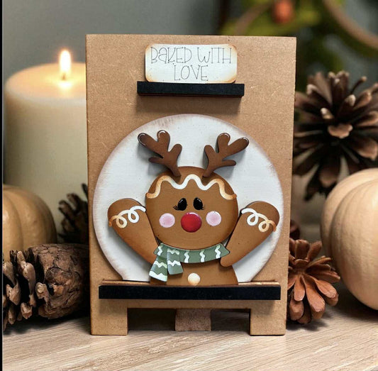Christmas Gingerbread Reindeer Easel Insert