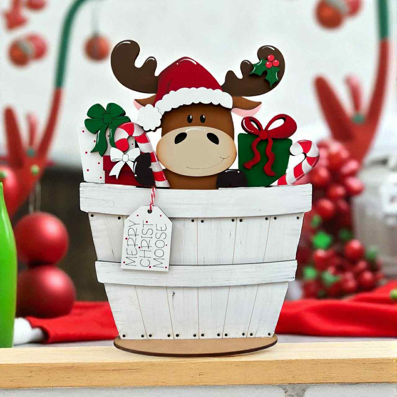 Christmas Moose Basket Insert – Full Size | Interchangeable Christmas Decor