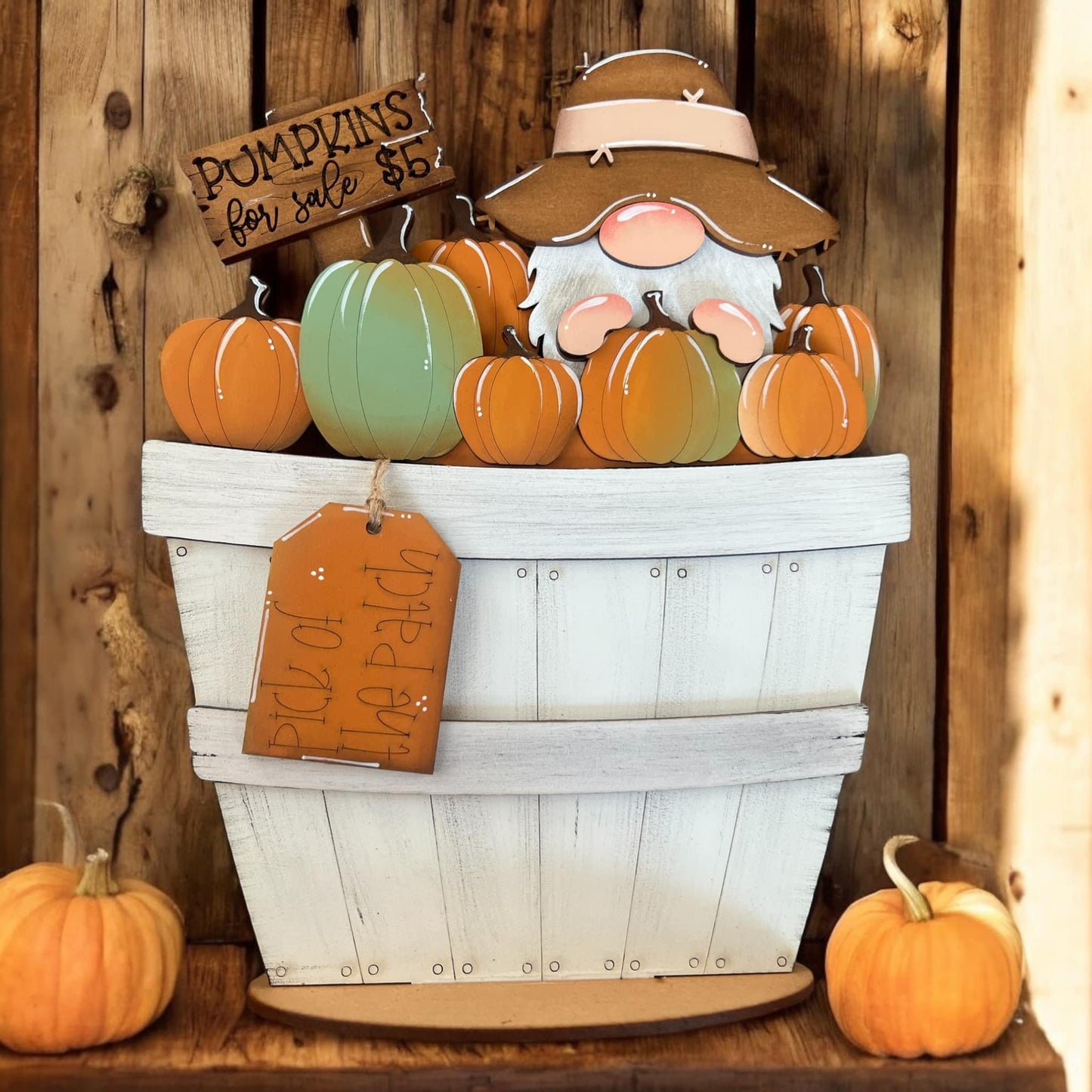 Fall Gnome (Pumpkins) Basket Insert – Full Size | Interchangeable Fall Decor