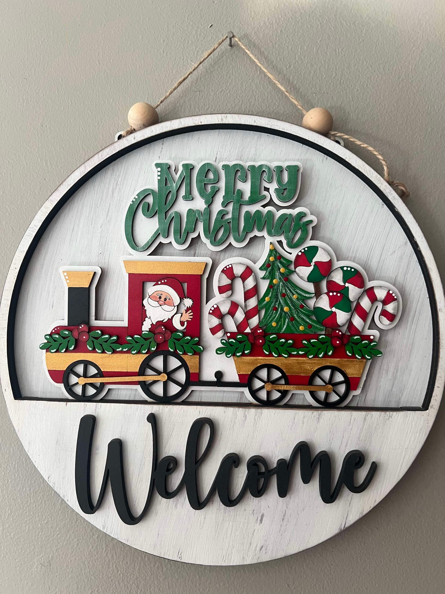 Christmas Santa Train Welcome Sign