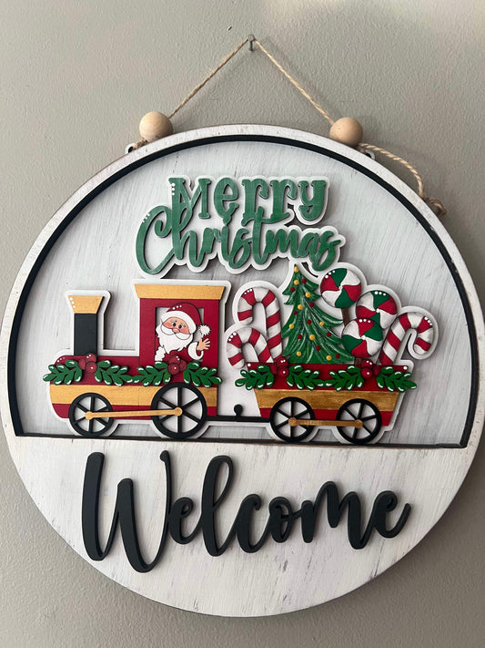 Christmas Santa Train Welcome Sign
