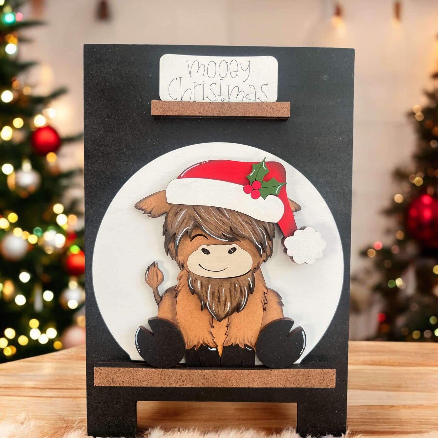 Christmas Highland Cow Easel Globe Insert