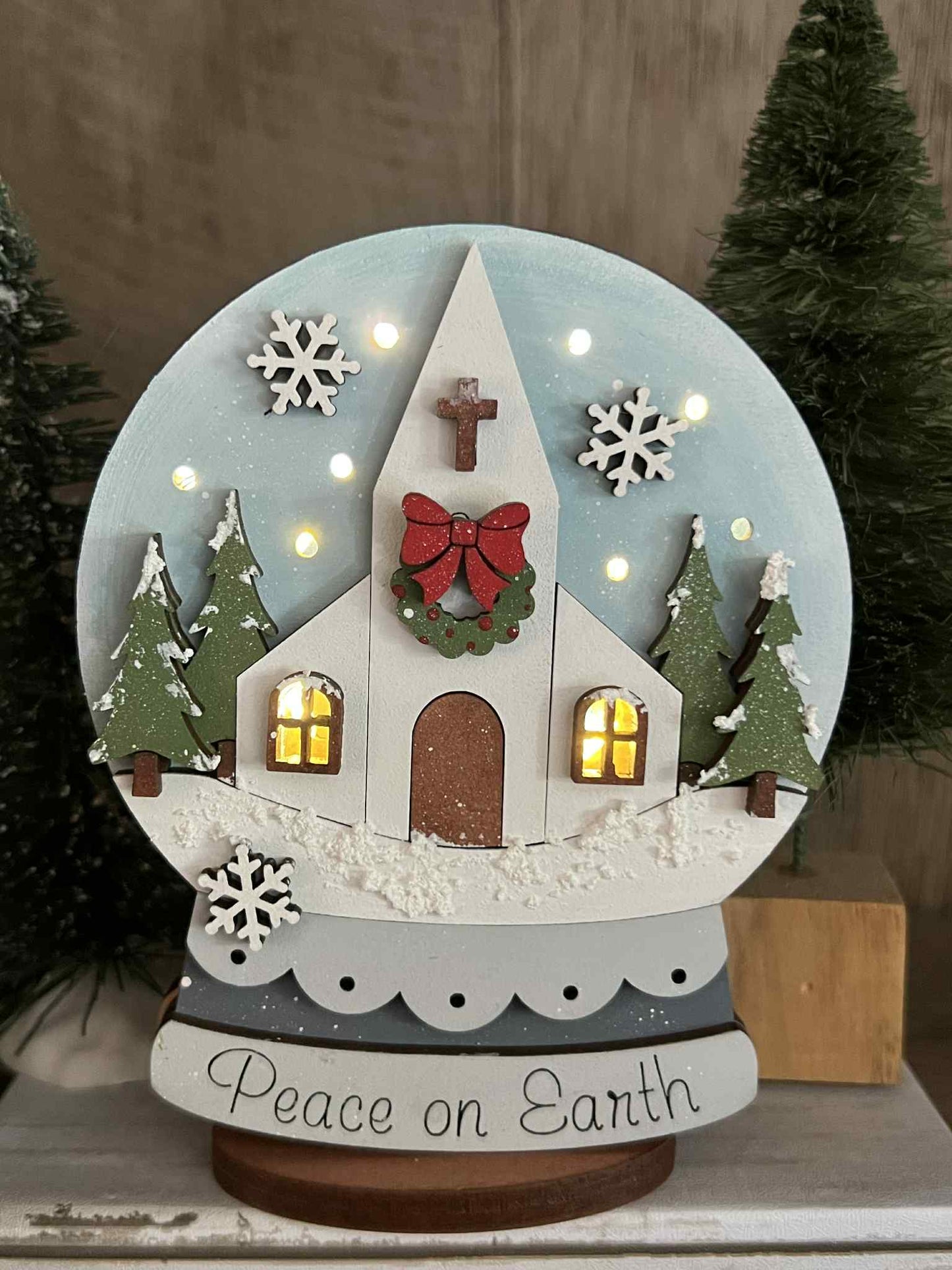 Snow Globe with Lights: Peace on Earth