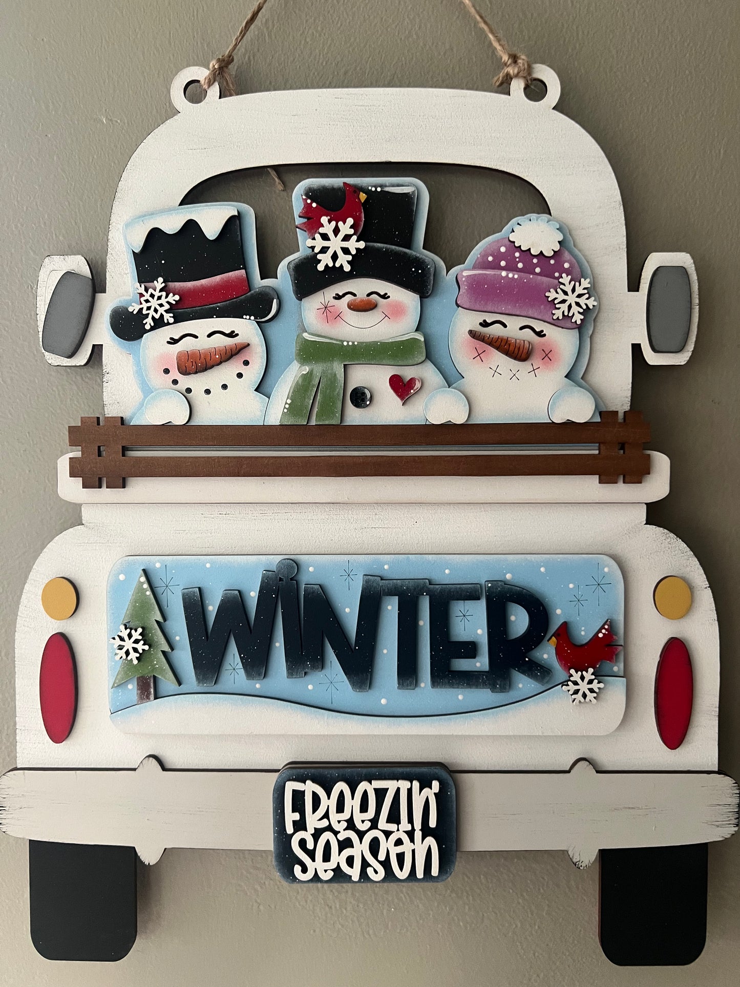 Winter Snowman Hanging Truck | Cutting Baord