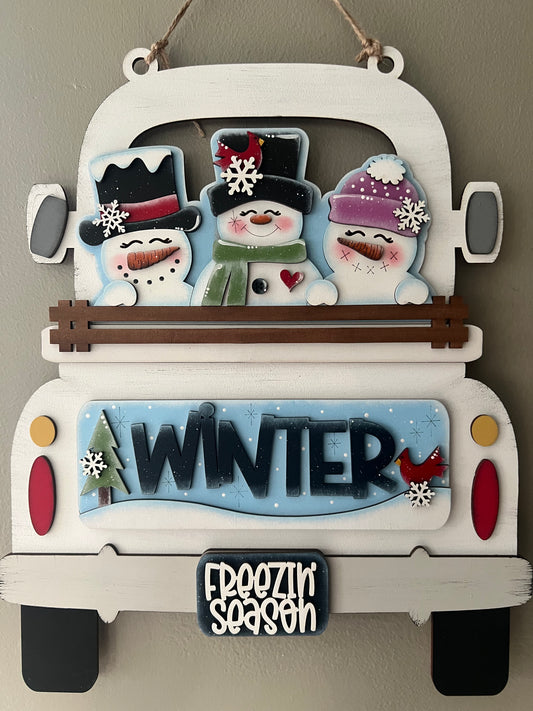 Winter Snowman Hanging Truck | Cutting Baord
