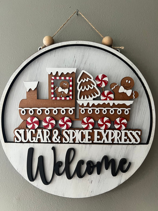 Gingerbread Train Welcome Sign