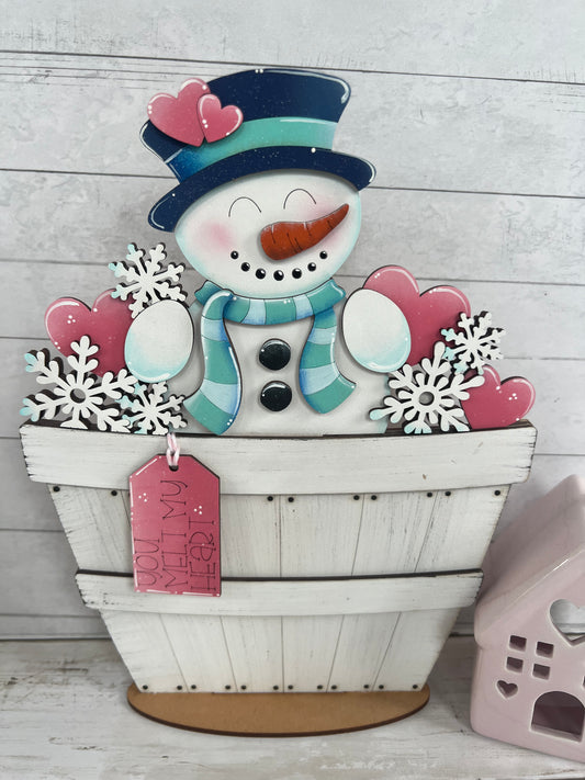 Valentine Snowman Basket Insert – Full Size | Interchangeable Valentines Decor