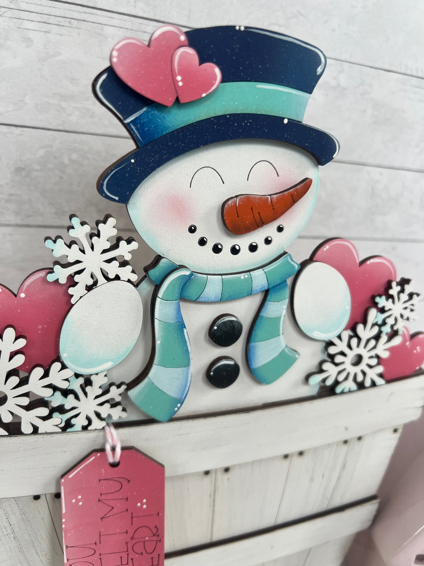 Valentine Snowman Basket Insert – Full Size | Interchangeable Valentines Decor