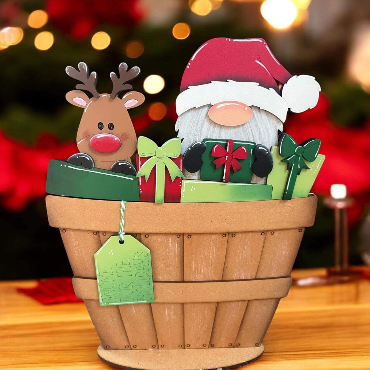 Christmas Gnome Basket Insert – Full Size | Interchangeable Christmas Decor