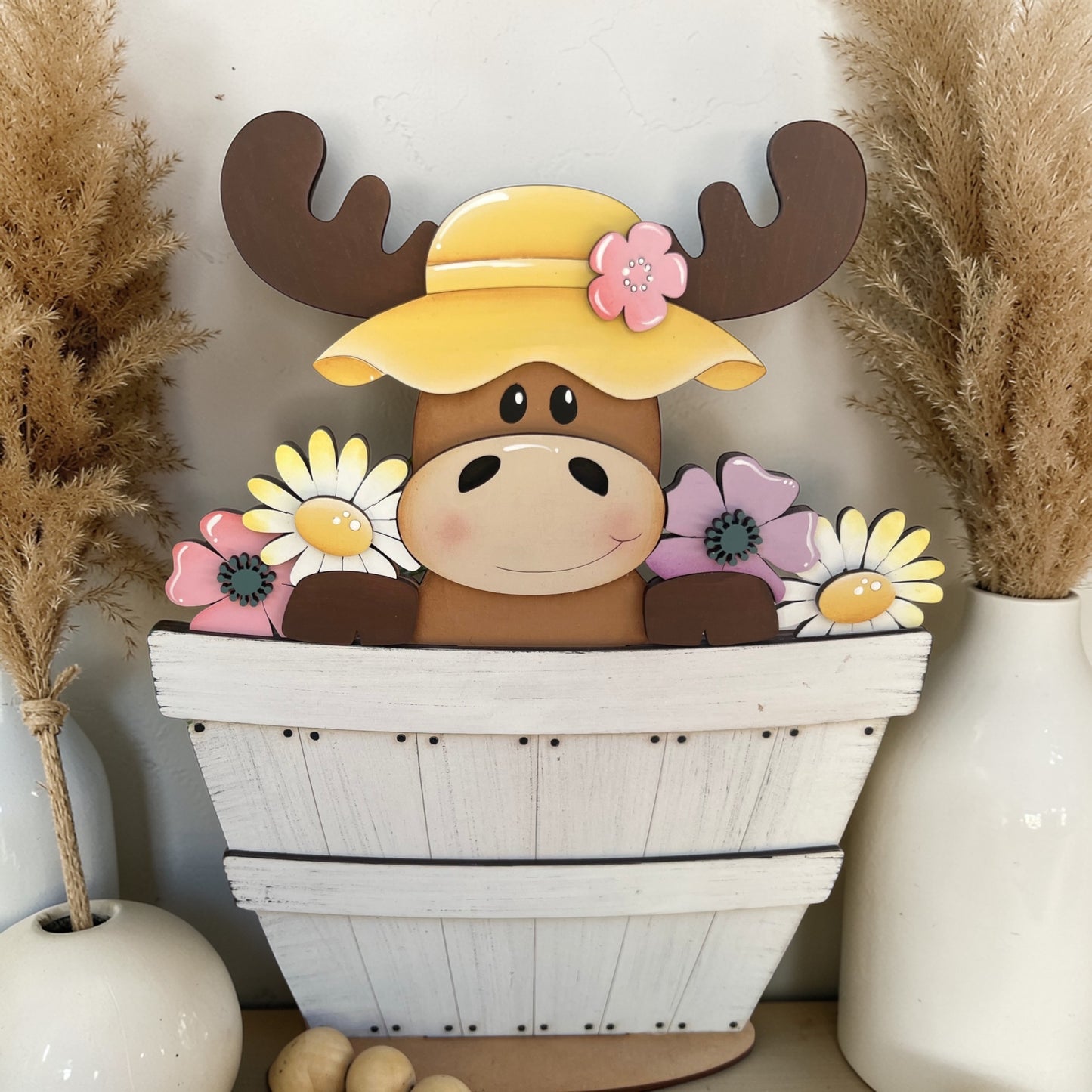 Spring Moose Basket Insert – Full Size | Interchangeable Spring Decor