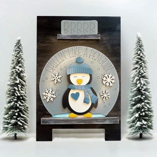 Winter Penguin Easel Globe Insert
