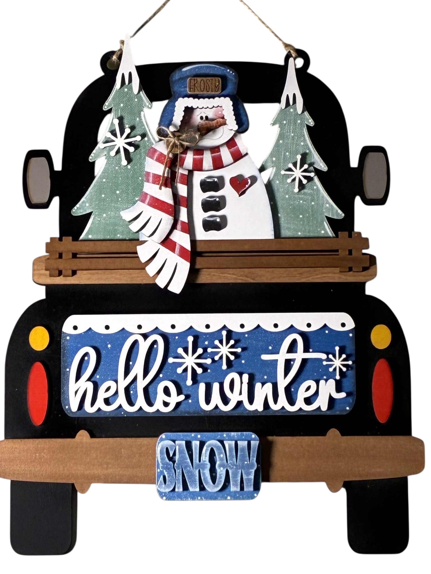 Winter Snowman (hello winter) Hanging Truck | Cutting Baord