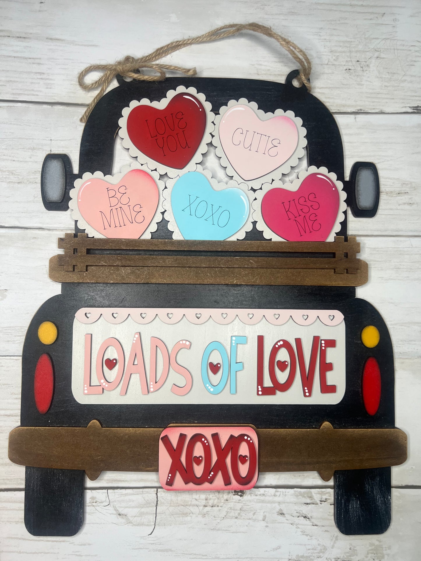 Valentine 3 (Candy Hearts, Loads of Love) Hanging Truck | Cutting Board
