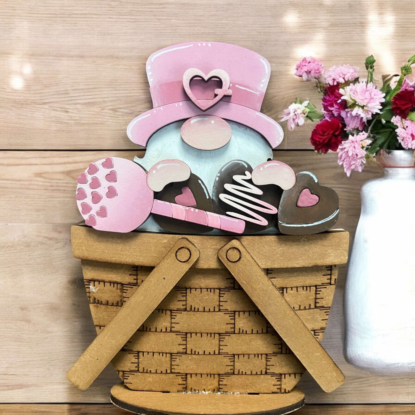 Mini Valentine Gnome Standing Basket Insert