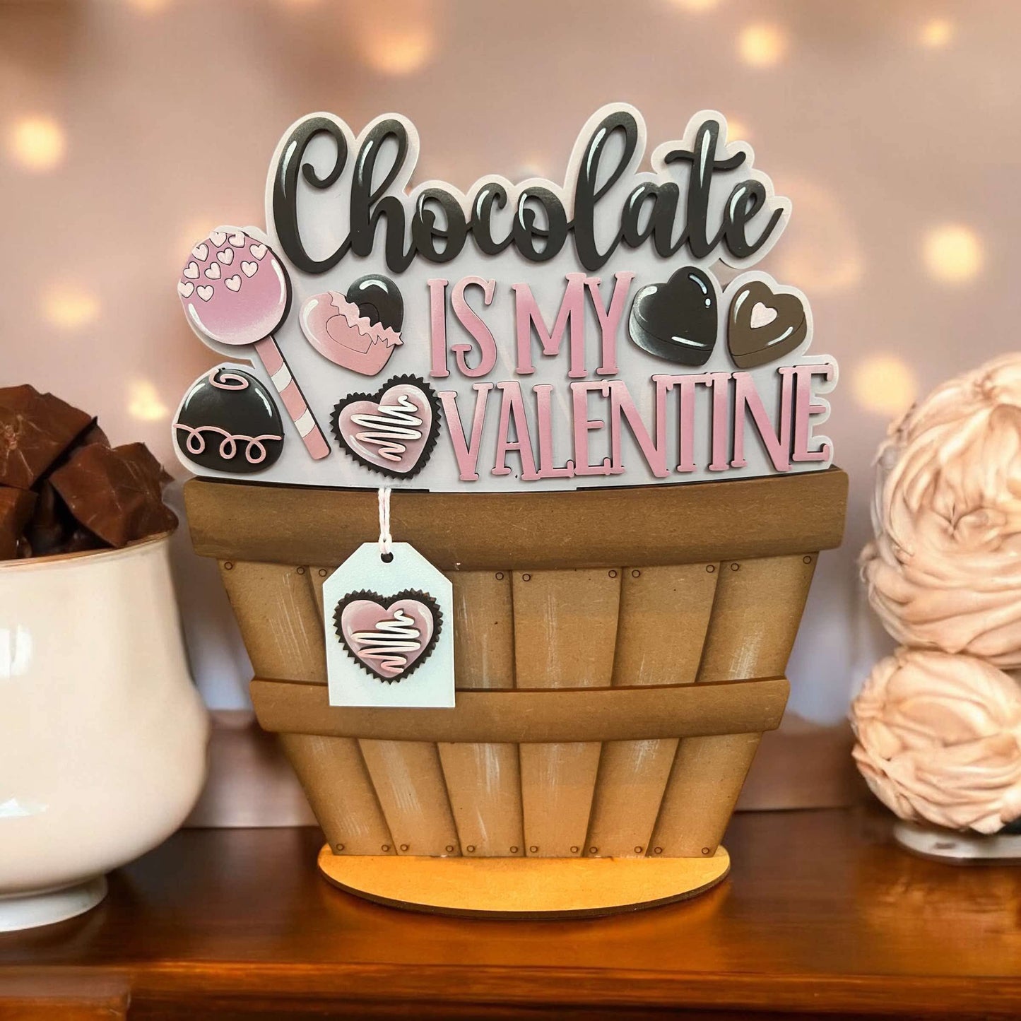 Chocolate Valentine Basket Insert – Full Size | Interchangeable Valentine Decor