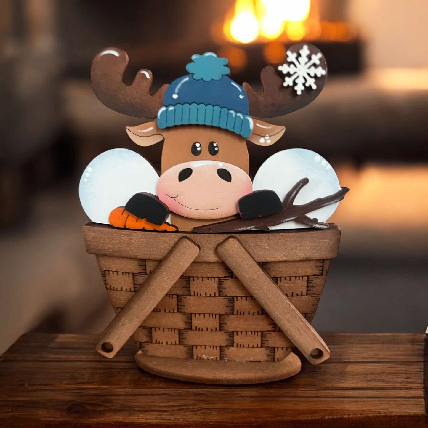 Winter Moose Mini Basket Insert
