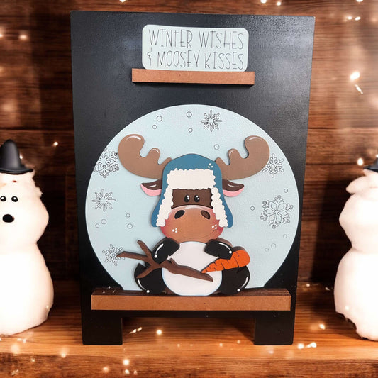 Winter Moose Easel Globe Insert