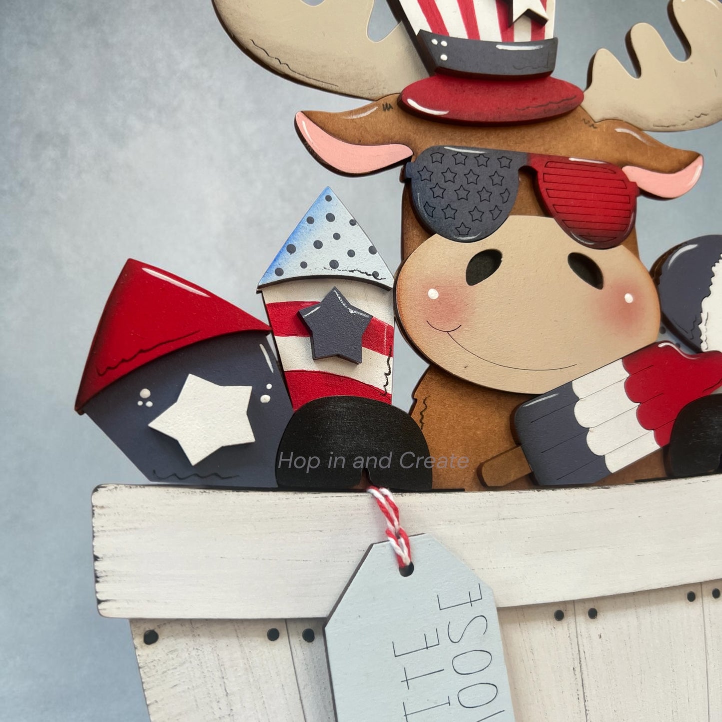 4th of July Moose Basket Insert – Full Size | Interchangeable Summer Decor