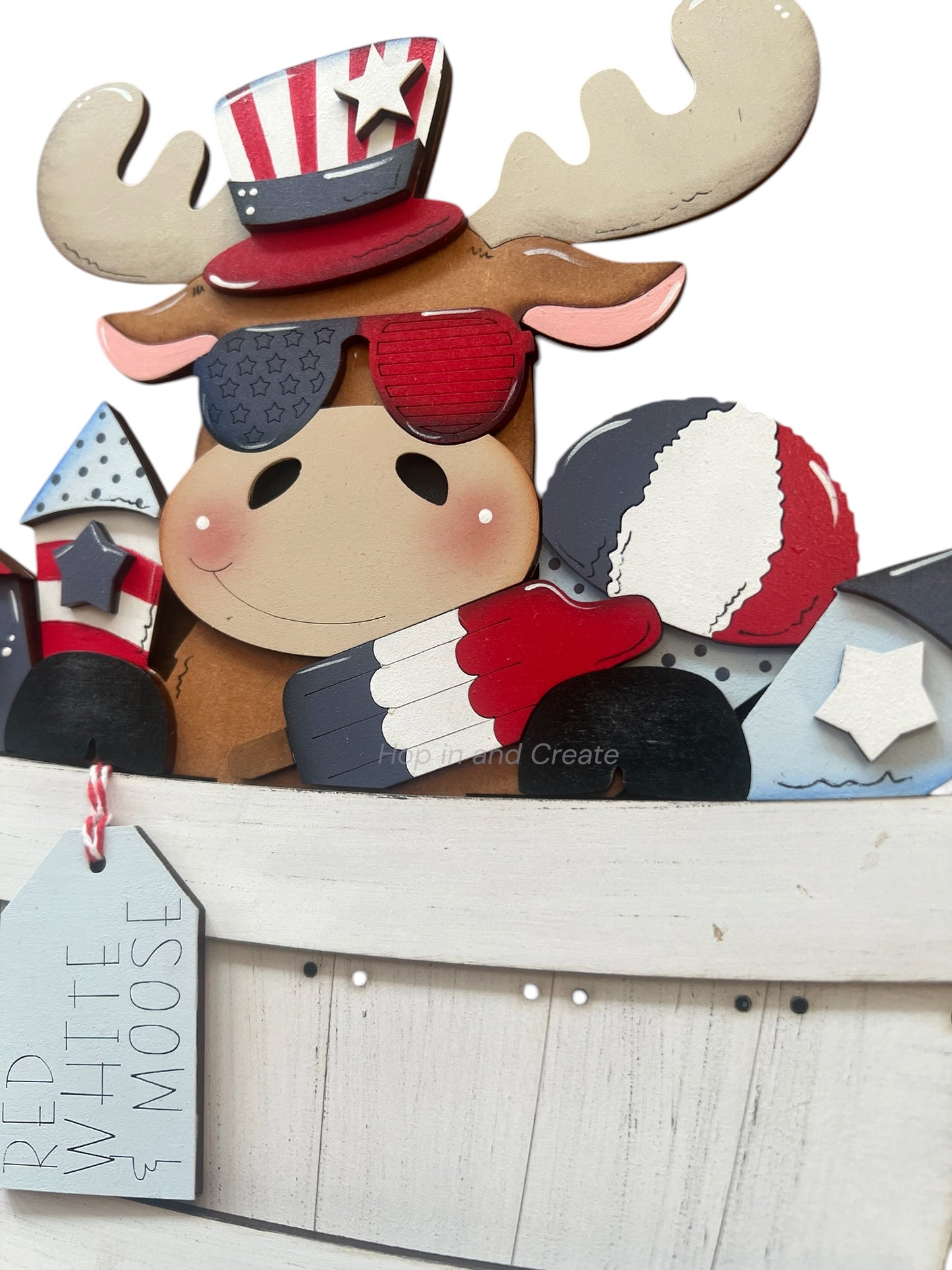 4th of July Moose Basket Insert – Full Size | Interchangeable Summer Decor
