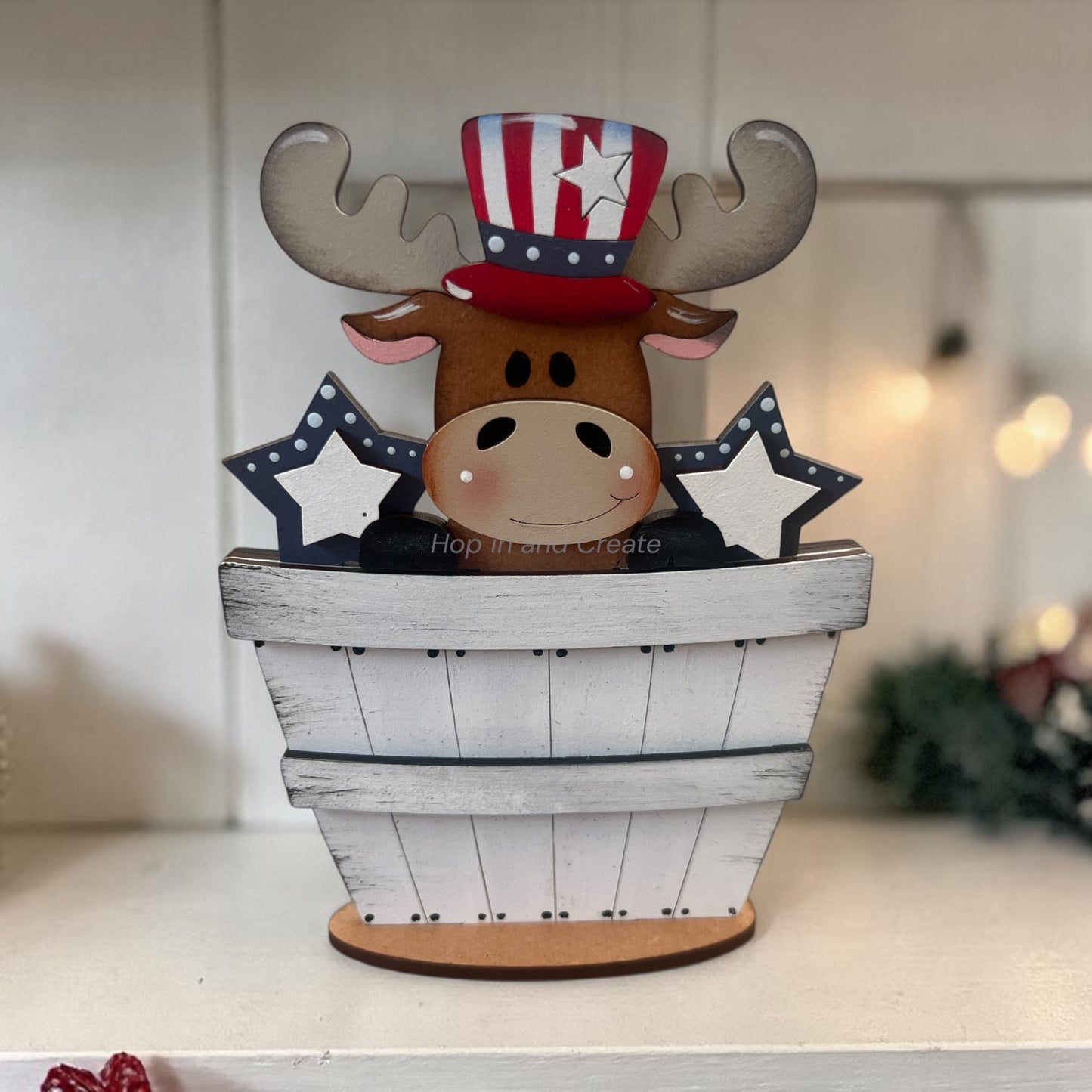 Moose 4th of July Mini Basket Insert | Interchangeable Summer Decor
