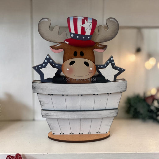 Moose 4th of July Mini Basket Insert | Summer Decor