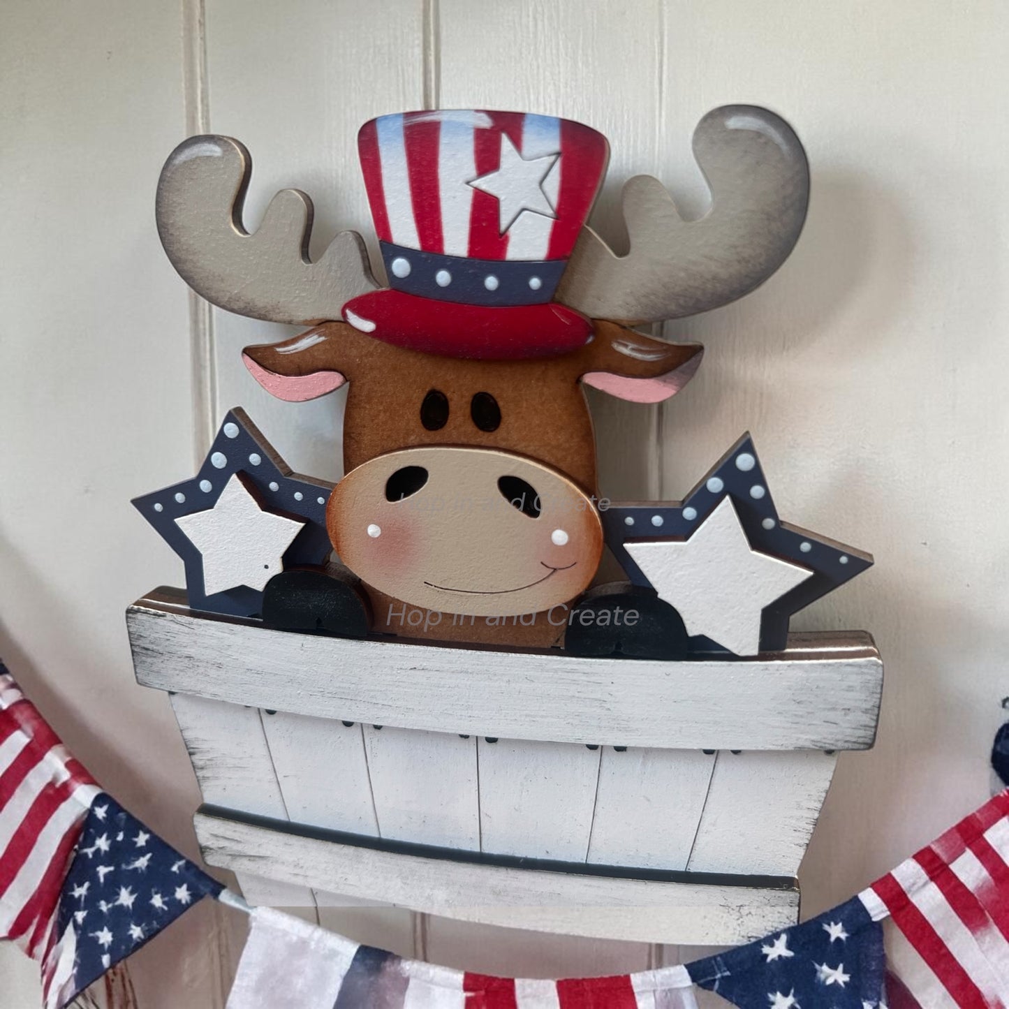 Moose 4th of July Mini Basket Insert | Interchangeable Summer Decor