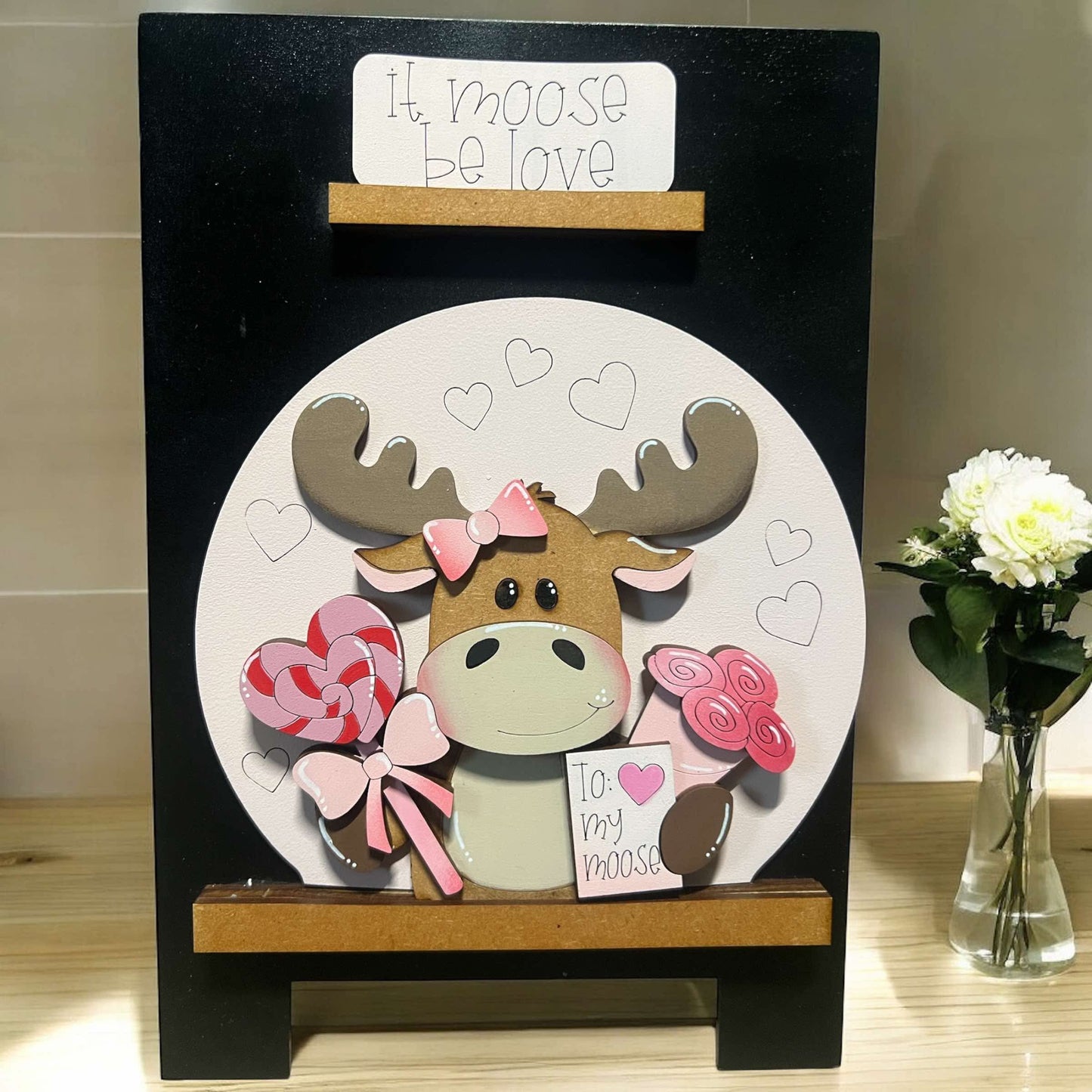 Valentine’s Moose Easel Globe Insert