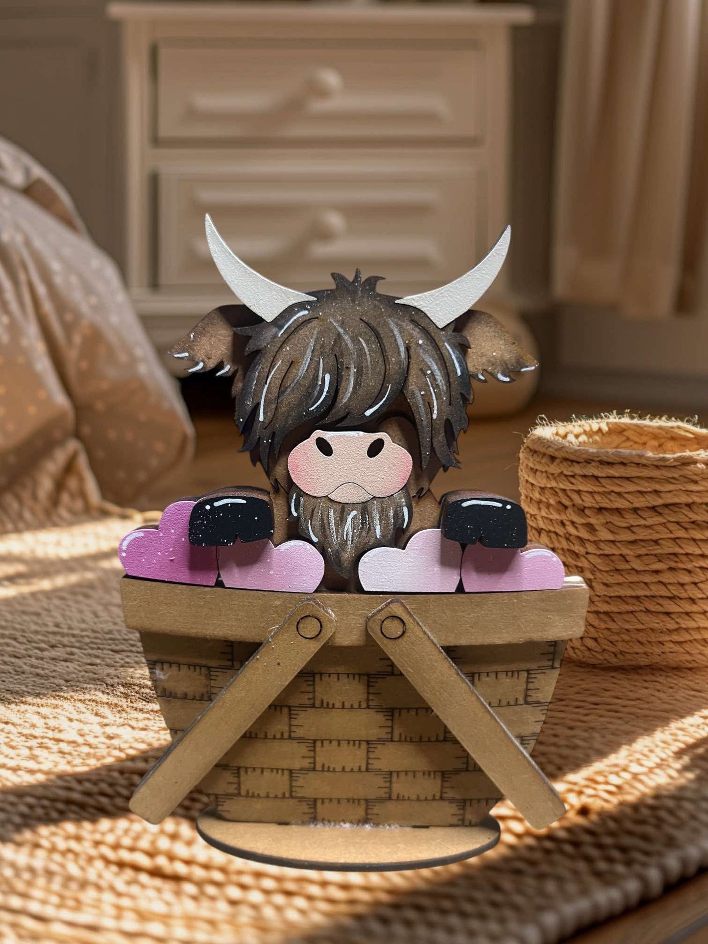 Highland Cow Valentine Mini Basket Insert