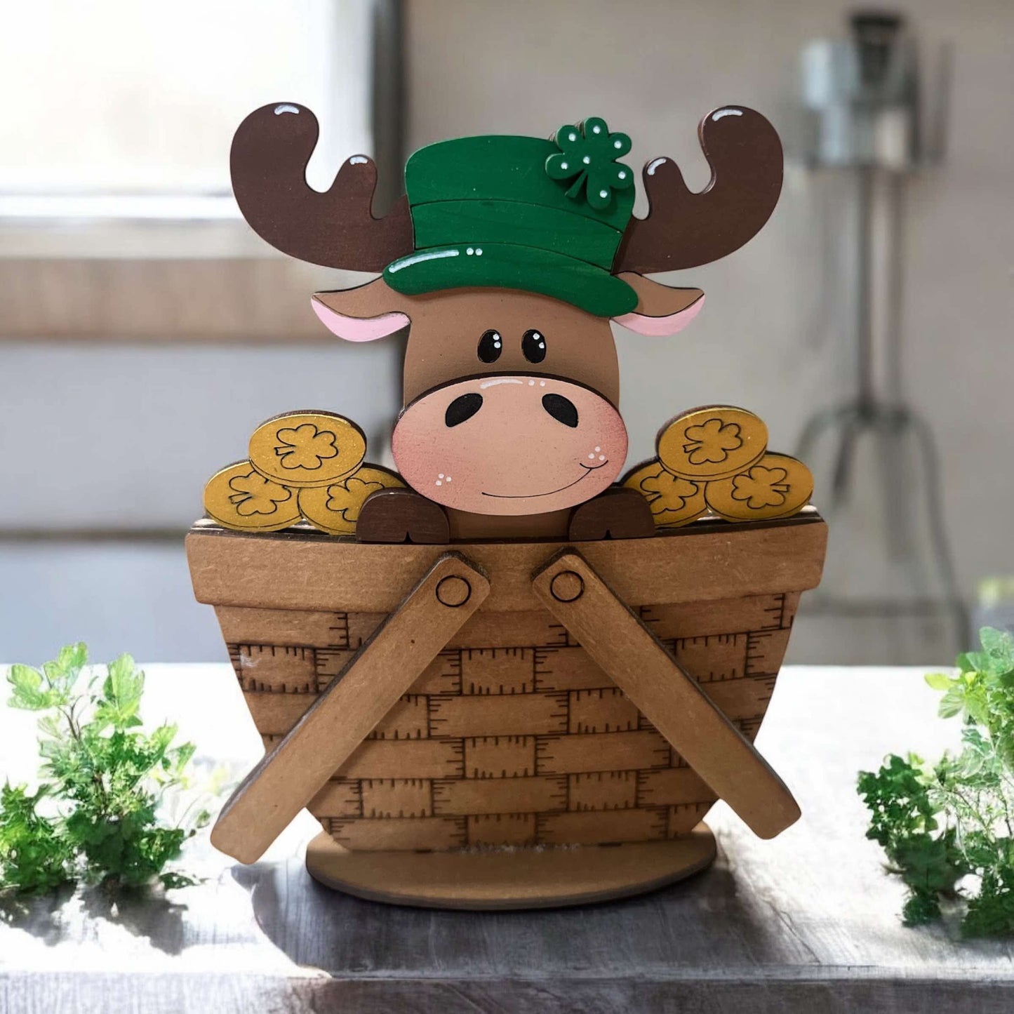 Lucky St. Patrick’s Moose & Gold Coins Mini Basket Insert
