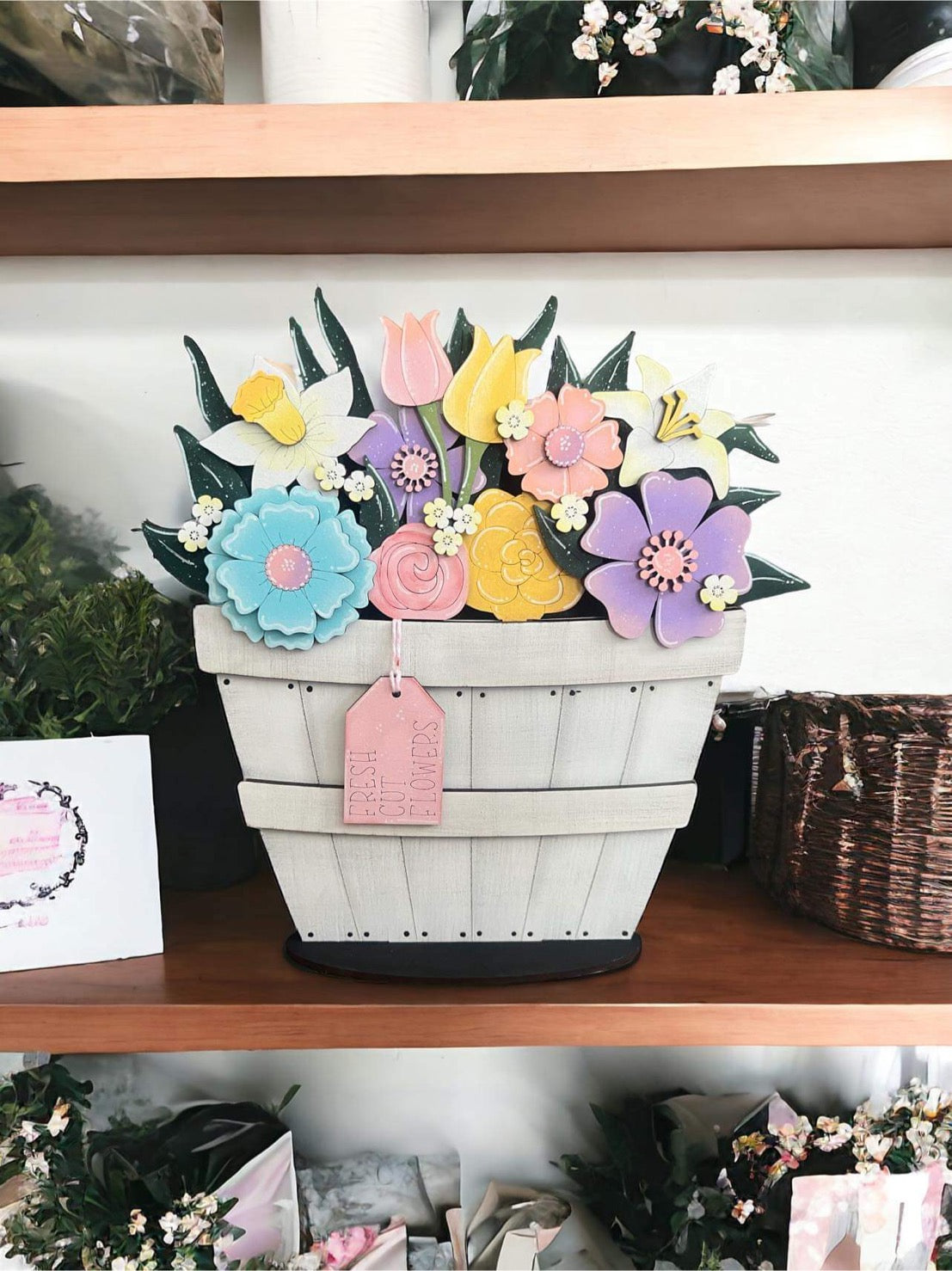 Flower Bouquet Basket Insert – Full Size | Interchangeable Spring/Summer Decor