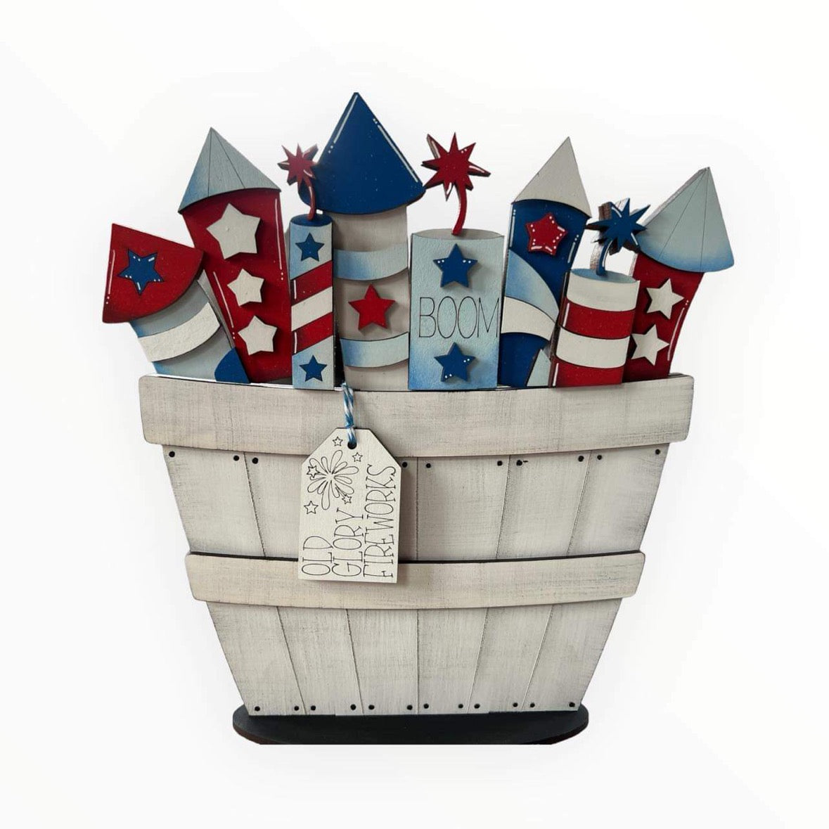 Fourth of July Firecracker Basket Insert – Full Size | Interchangeable USA Decor