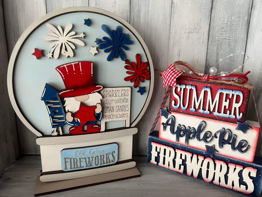 USA Fourth of July Gnome Easel Globe Insert