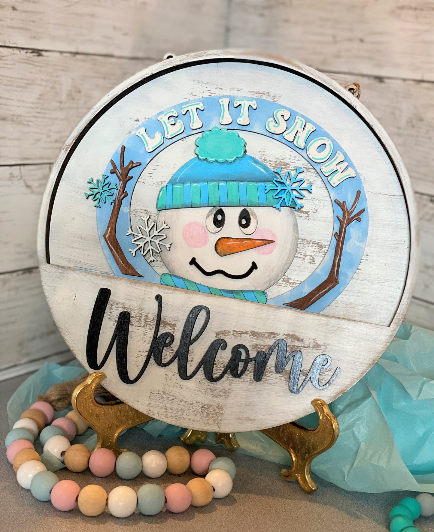 Winter Snowman Welcome Sign