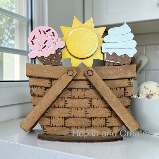 Mini summer ice cream basket insert