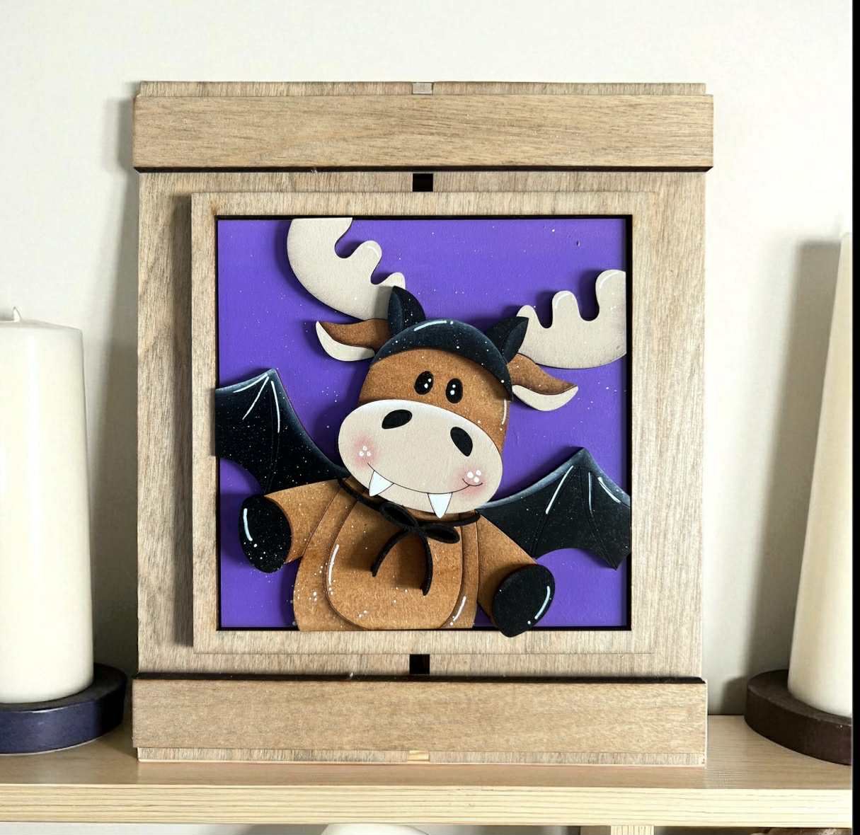 Halloween Moose Full Size Tile Set | Cute Halloween Moose Interchangeable 4.25” Tiles | Witch, Bat & Mummy Farmhouse Decor