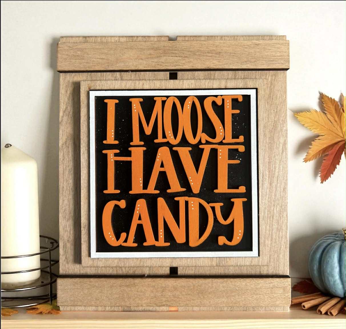 Halloween Moose Full Size Tile Set | Cute Halloween Moose Interchangeable 4.25” Tiles | Witch, Bat & Mummy Farmhouse Decor