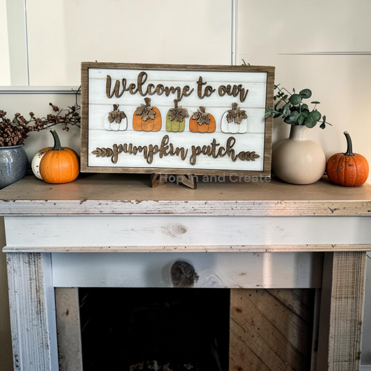 Personalized "Welcome to Our Pumpkin Patch" Wood Sign