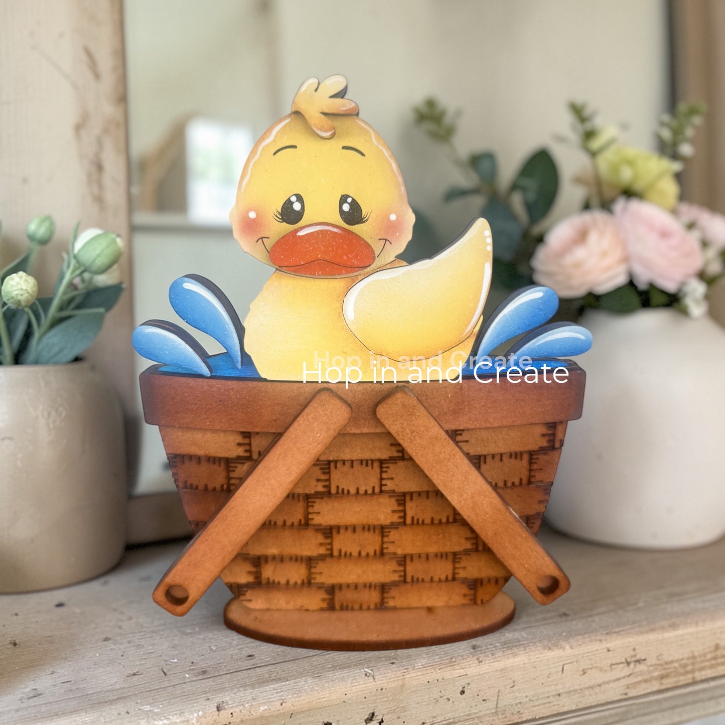Spring summer hand painted interchangeable mini basket insert
