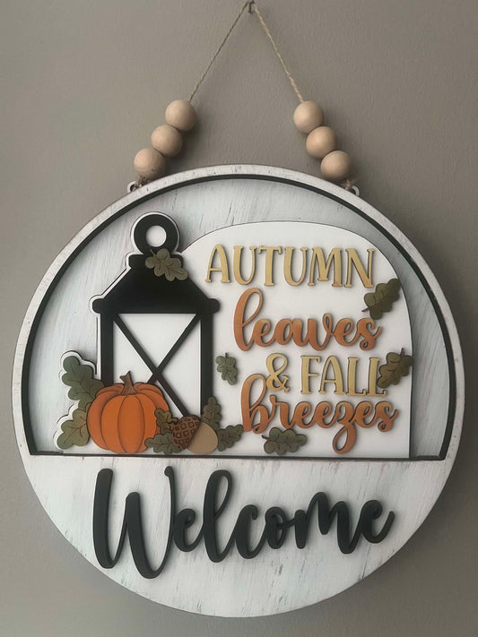 Fall 2 (Autumn leaves and fall breeze) Welcome Sign