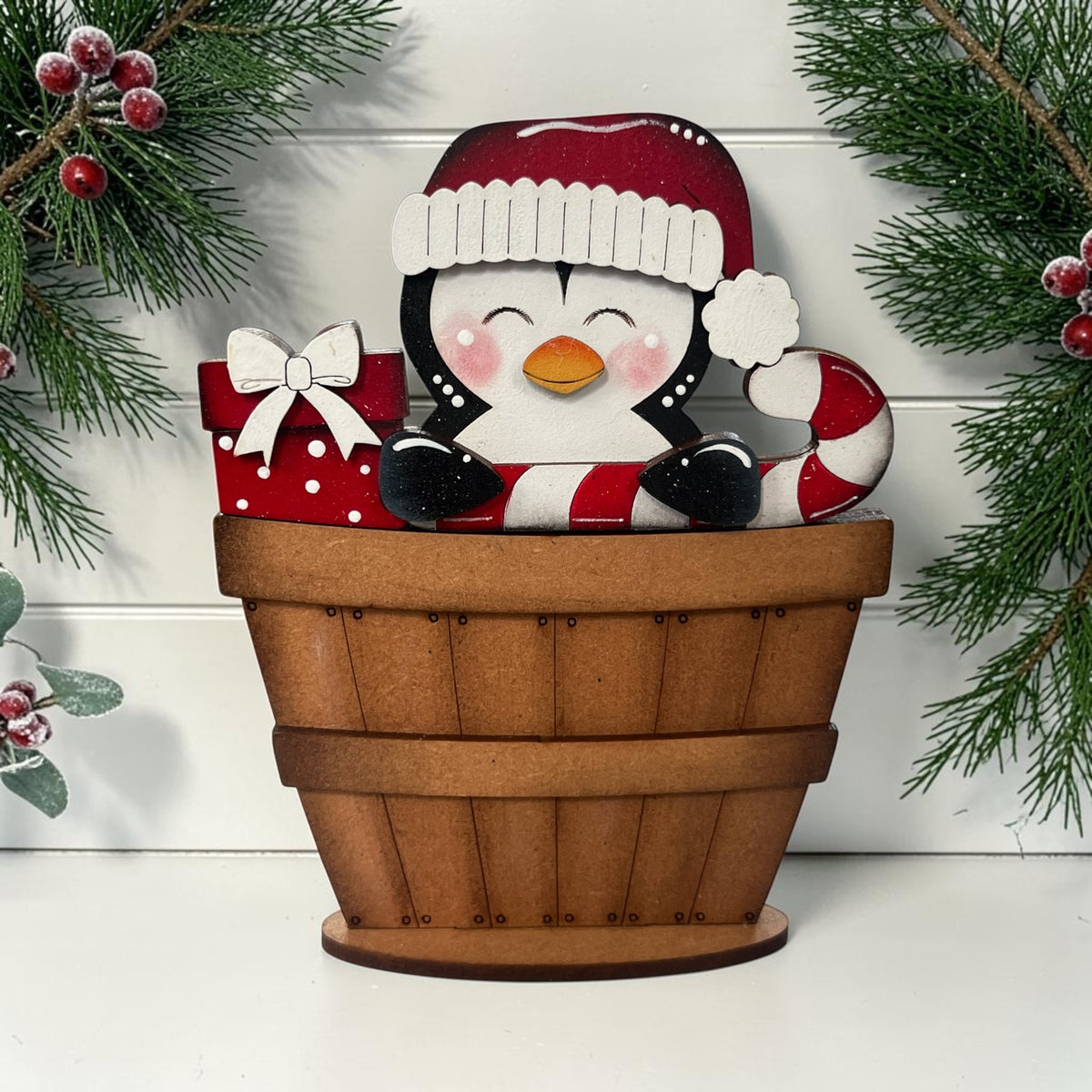 Christmas Penguin Mini Basket Insert