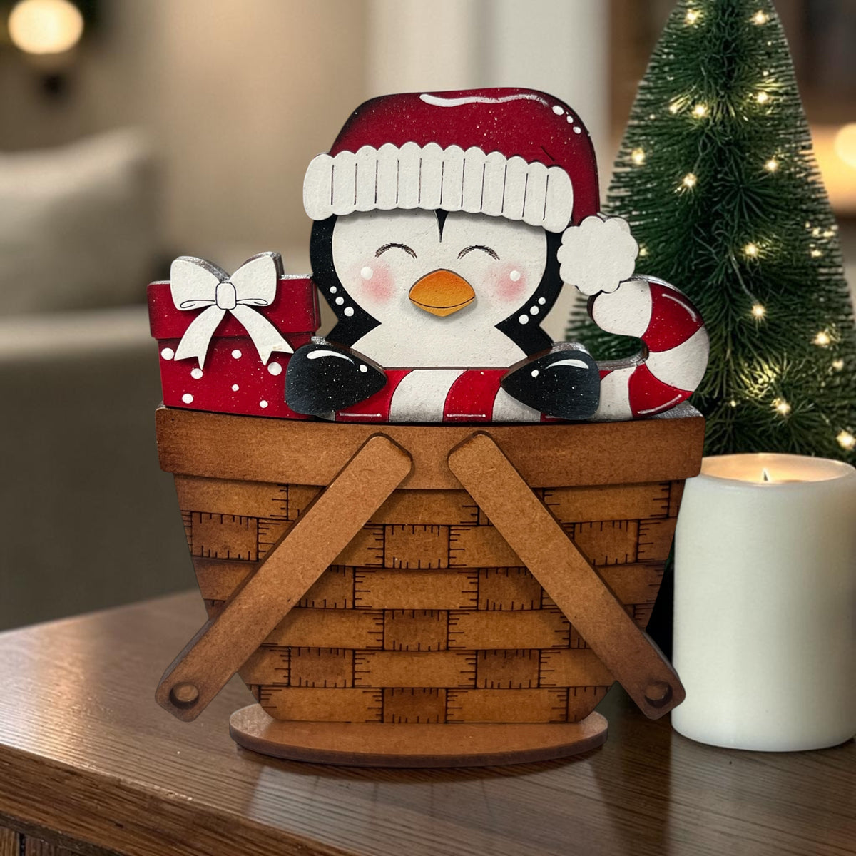 Christmas Penguin Mini Basket Insert