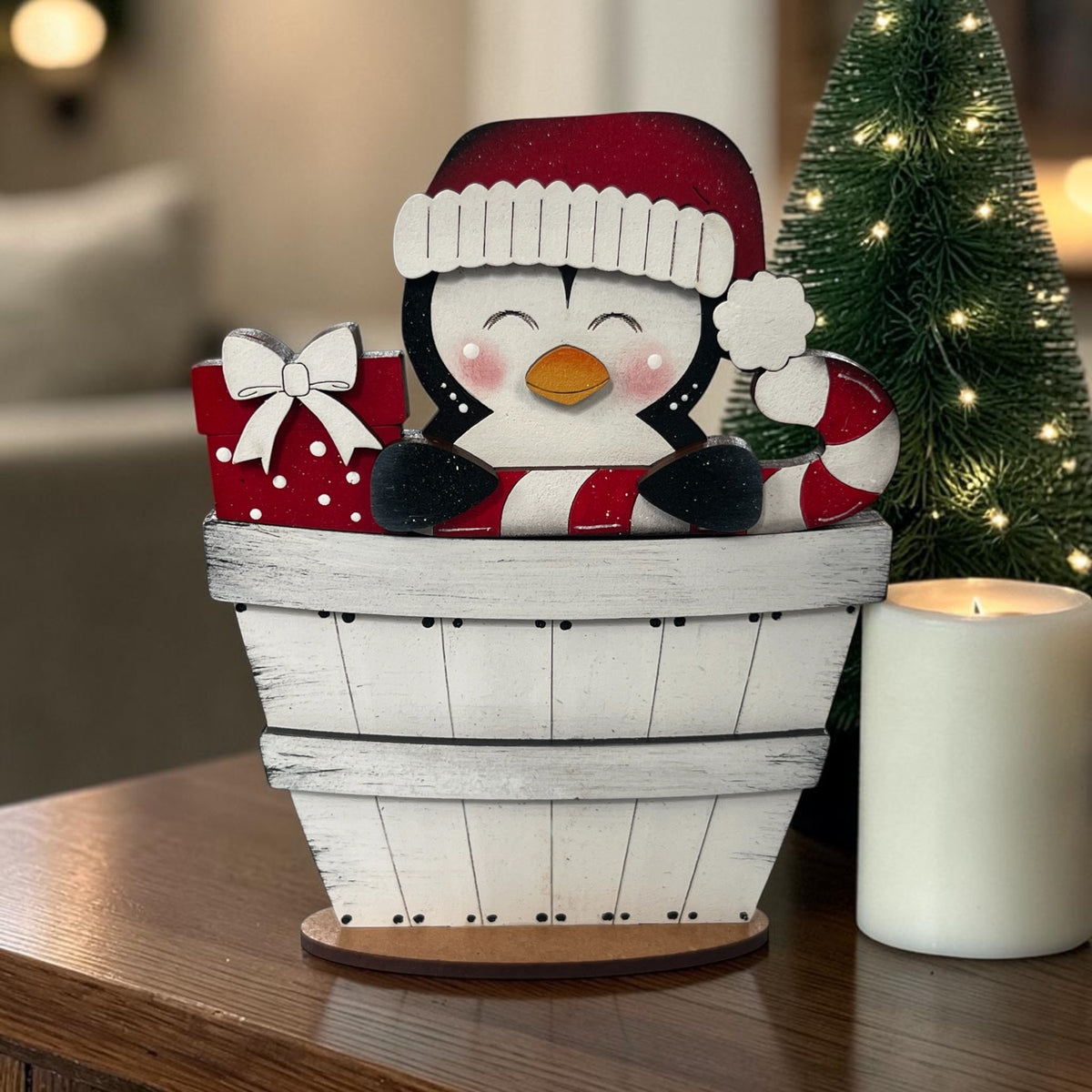 Christmas Penguin Mini Basket Insert