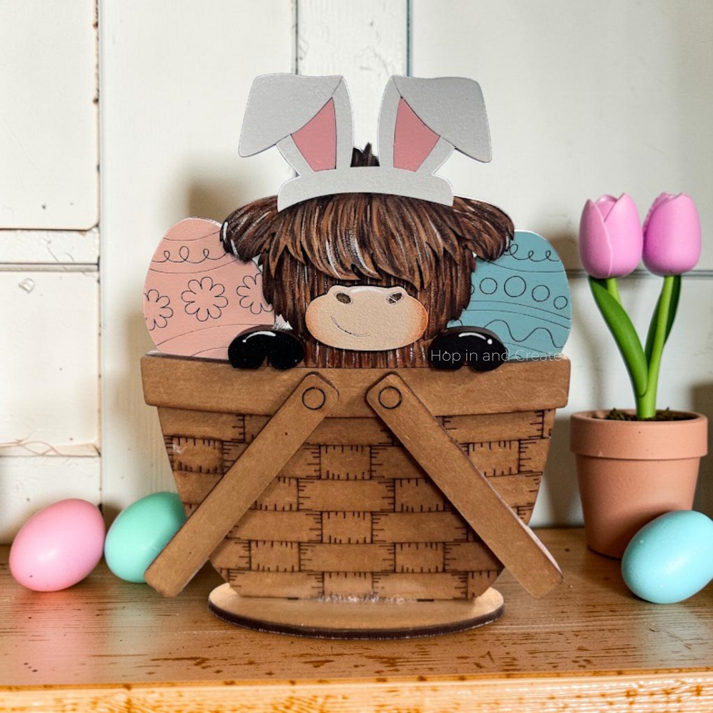 Highland Cow Easter Egg Mini Basket Insert | Interchangeable Basket Insert