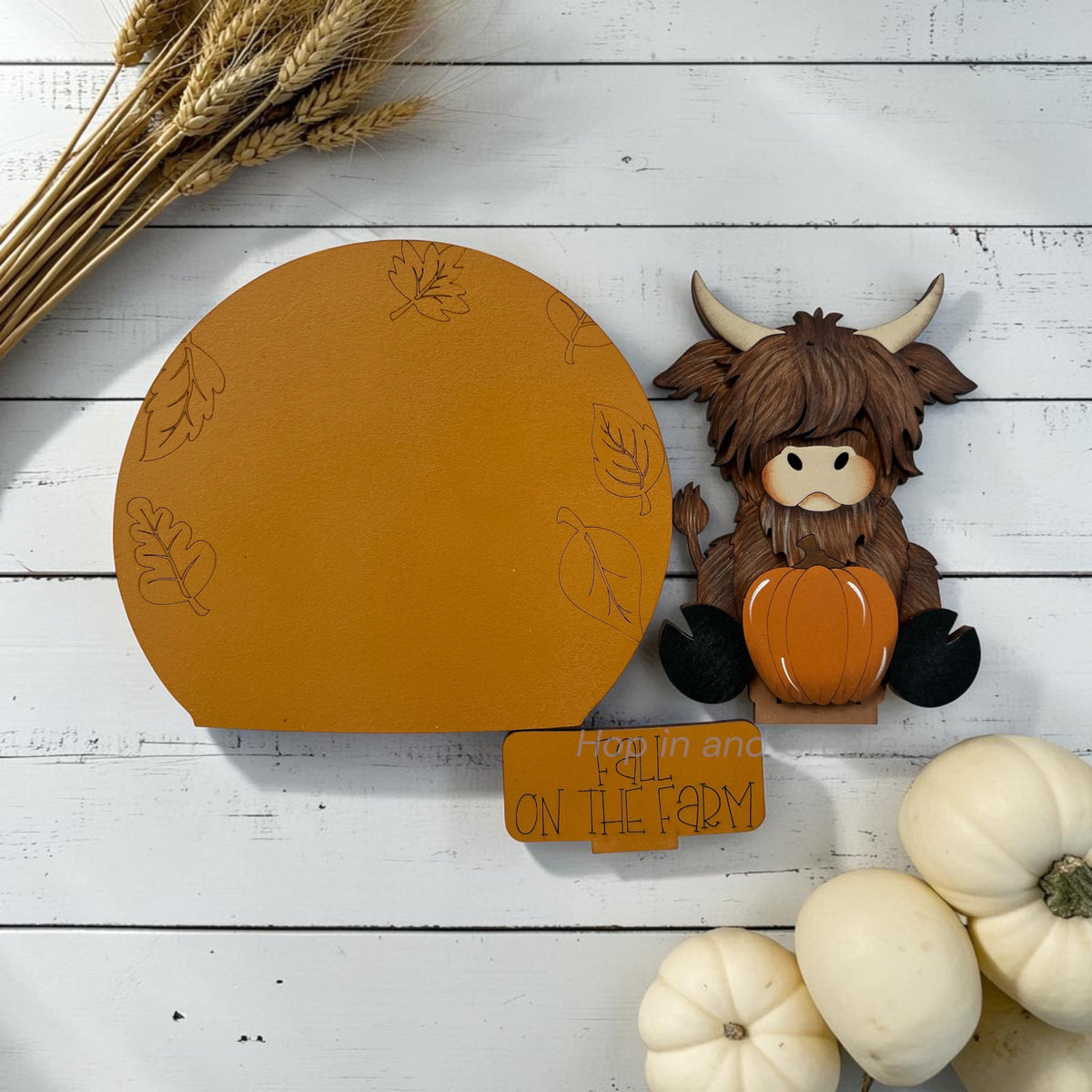 Fall Highland Cow Easel Globe Insert