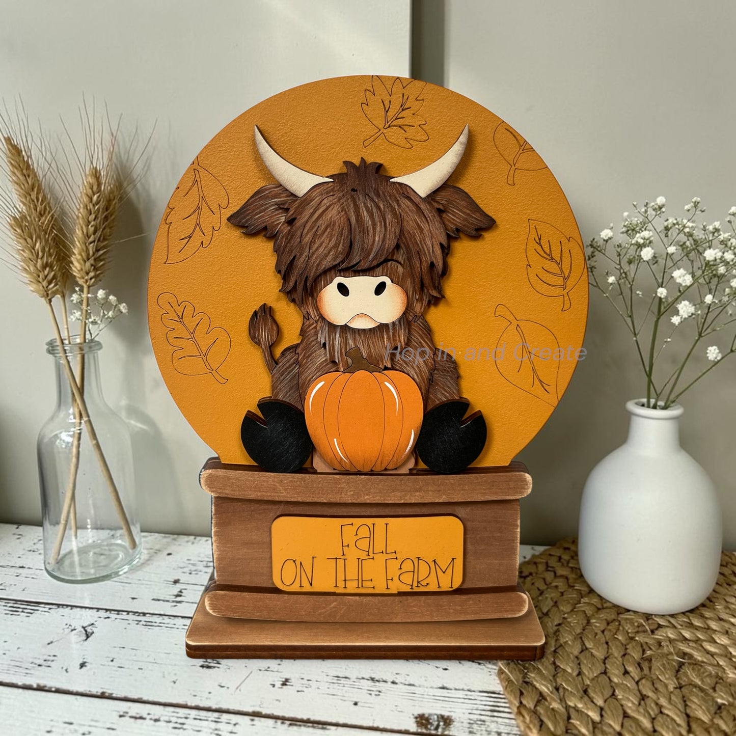 Fall Highland Cow Easel Globe Insert