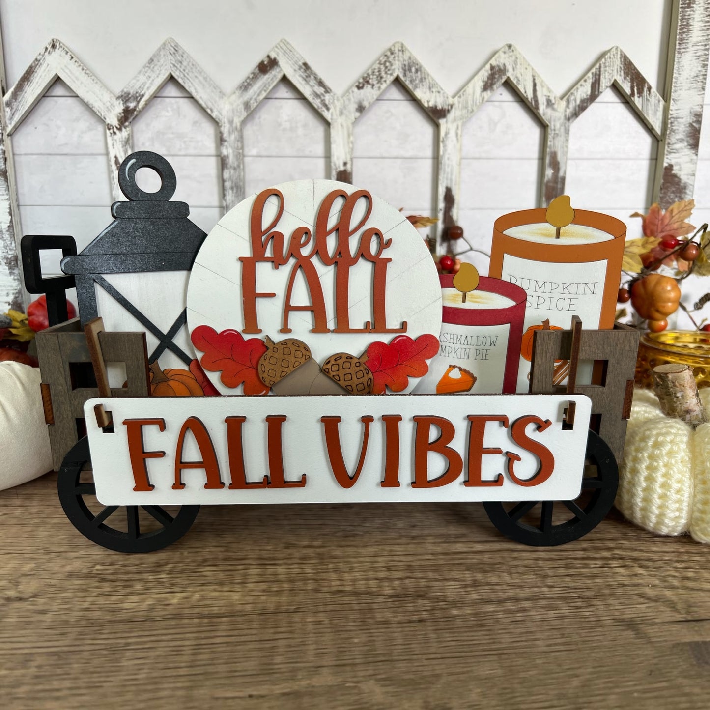 Fall Vibes Wagon Crate Insert | Interchangeable Autumn Wagon Decor