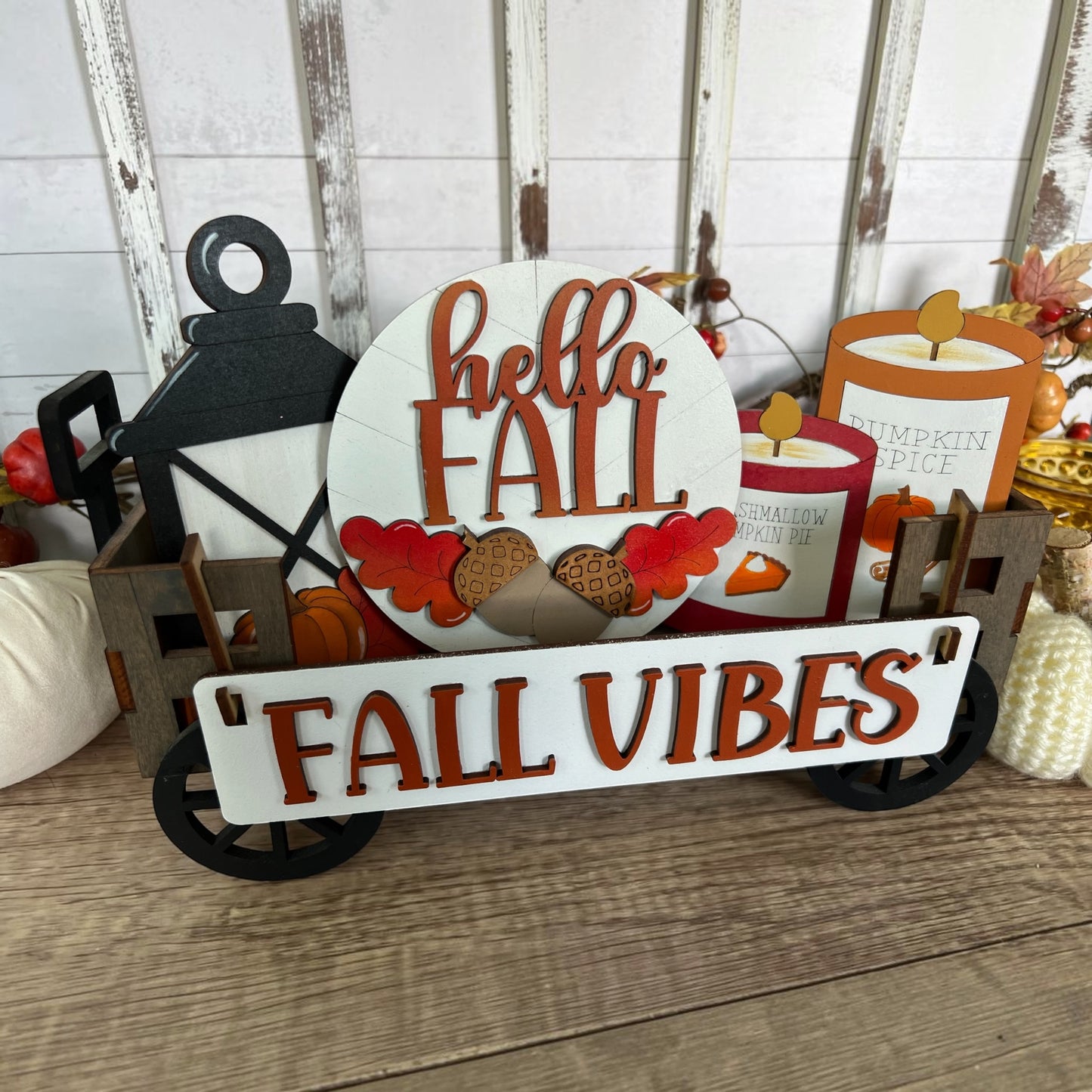 Fall Vibes Wagon Crate Insert | Interchangeable Autumn Wagon Decor