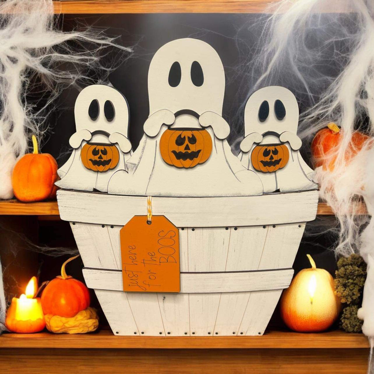 Trick or Treat Ghosts Basket Insert – Full Size | Interchangeable Halloween Decor