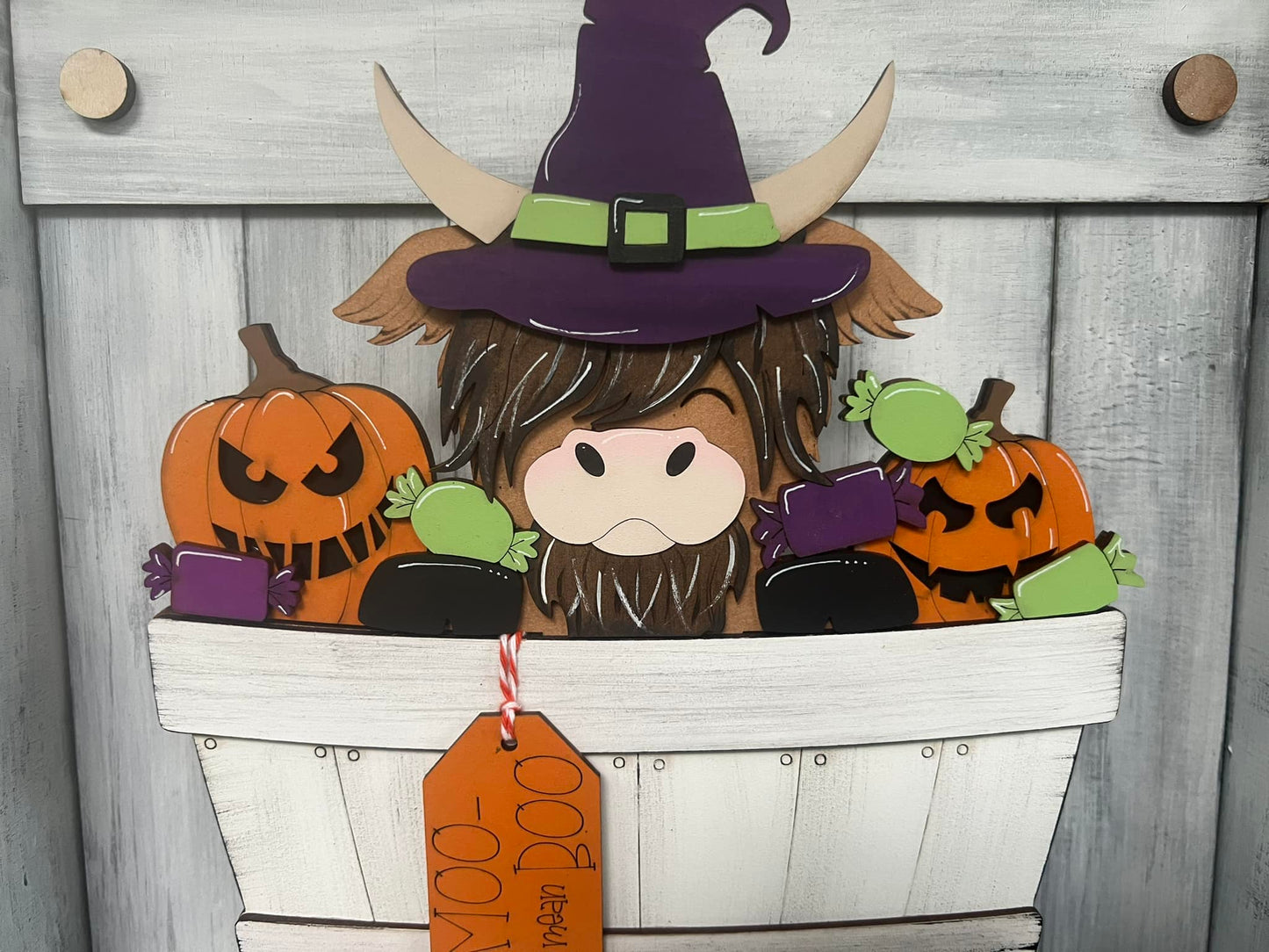 Halloween Highland Cow Basket Insert – Full Size | Interchangeable Halloween Decor