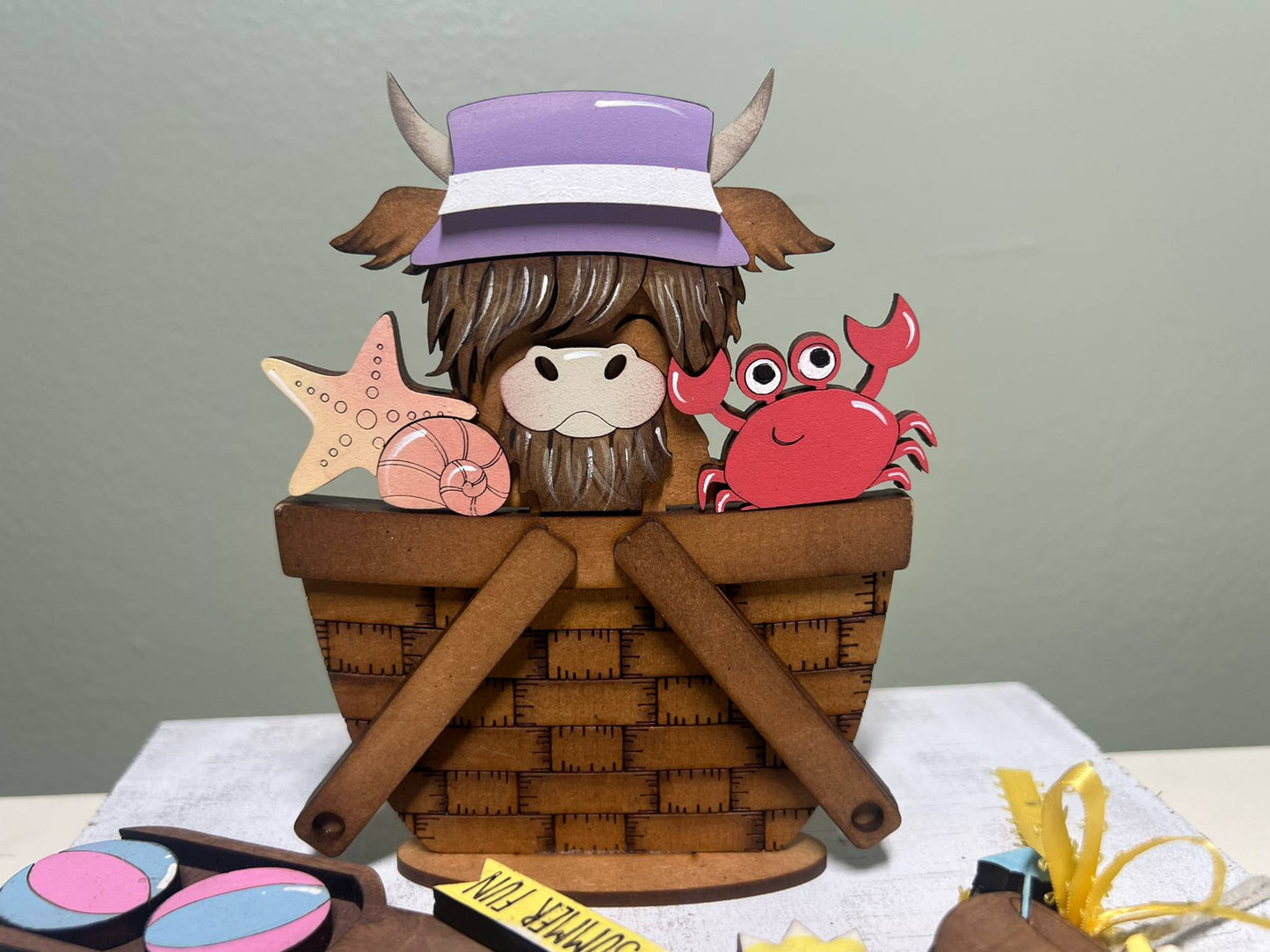 highland cow beach mini basket insert